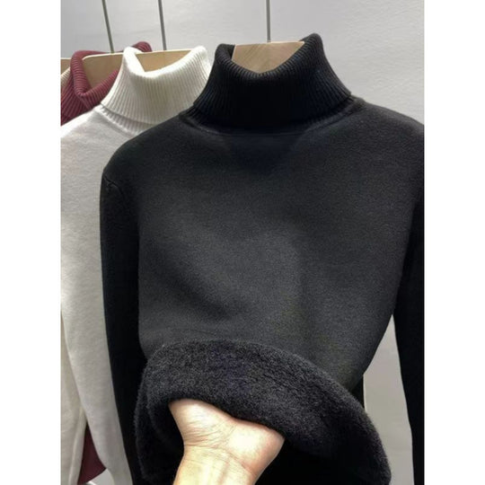 Herren-Strickpullover mit Fleecefutter und Stehkragen