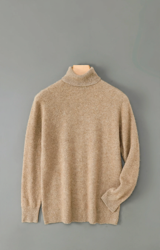 Herren-Wollpullover, Rollkragen, lockere Passform