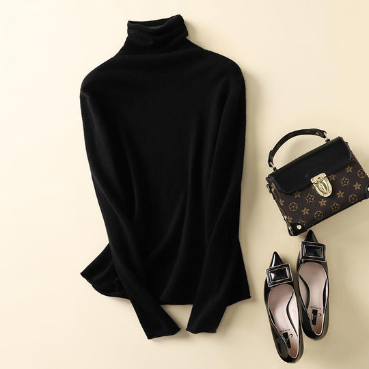 Damen-Wollpullover mit Stehkragen aus reiner Wolle