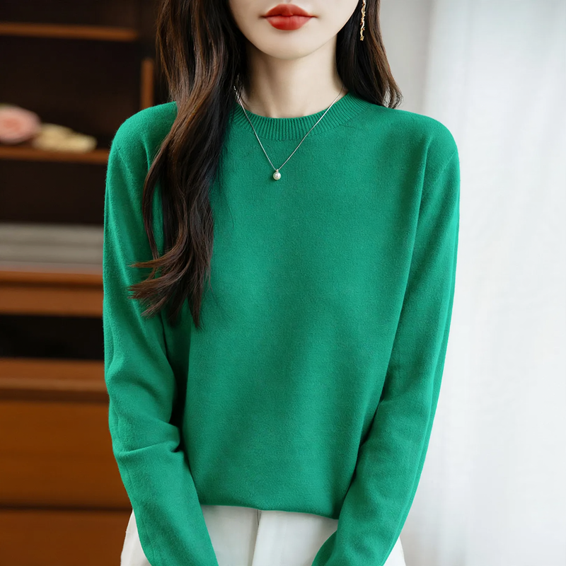 Damen Strickpullover, nahtlos, Rundhalsausschnitt