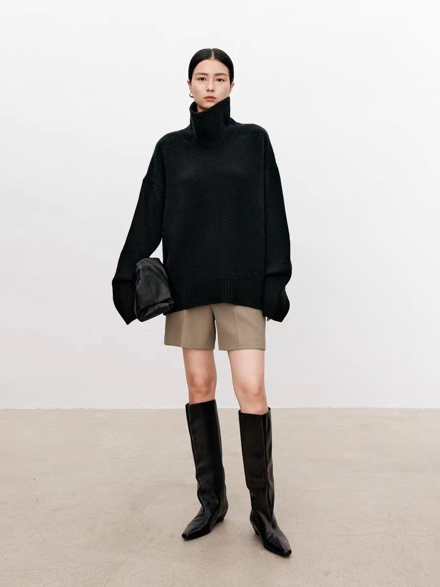 Damen-Rollkragenpullover, Oversize, für Herbst und Winter