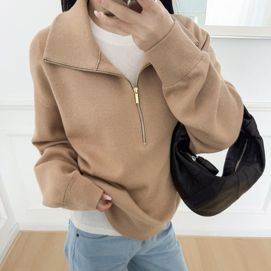 Eleganter Damen-Strickpullover mit Reißverschluss