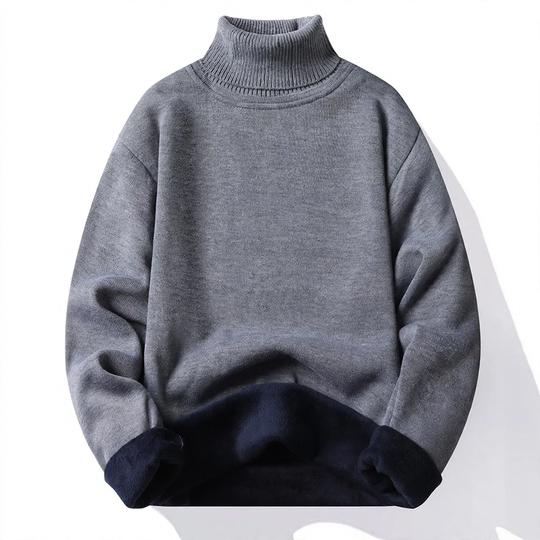 Herren-Strickpullover mit hohem Kragen, körperbetont