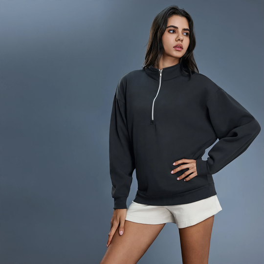 Gefüttertes Damen-Sweatshirt mit Stehkragen