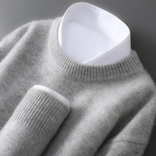 Herren-Wollpullover, Halbkragen, gestrickt, locker