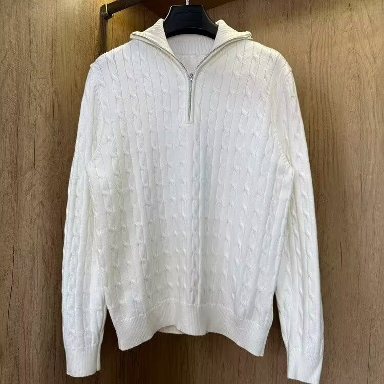 Moderner Herren-Strickpullover mit Reißverschluss