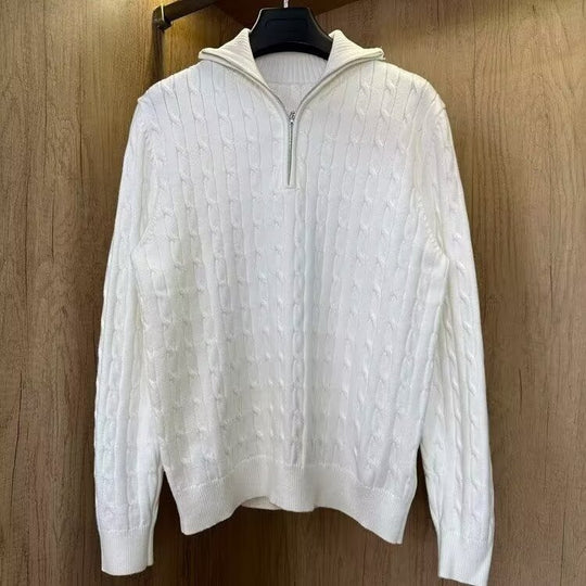 Moderner Herren-Strickpullover mit Reißverschluss