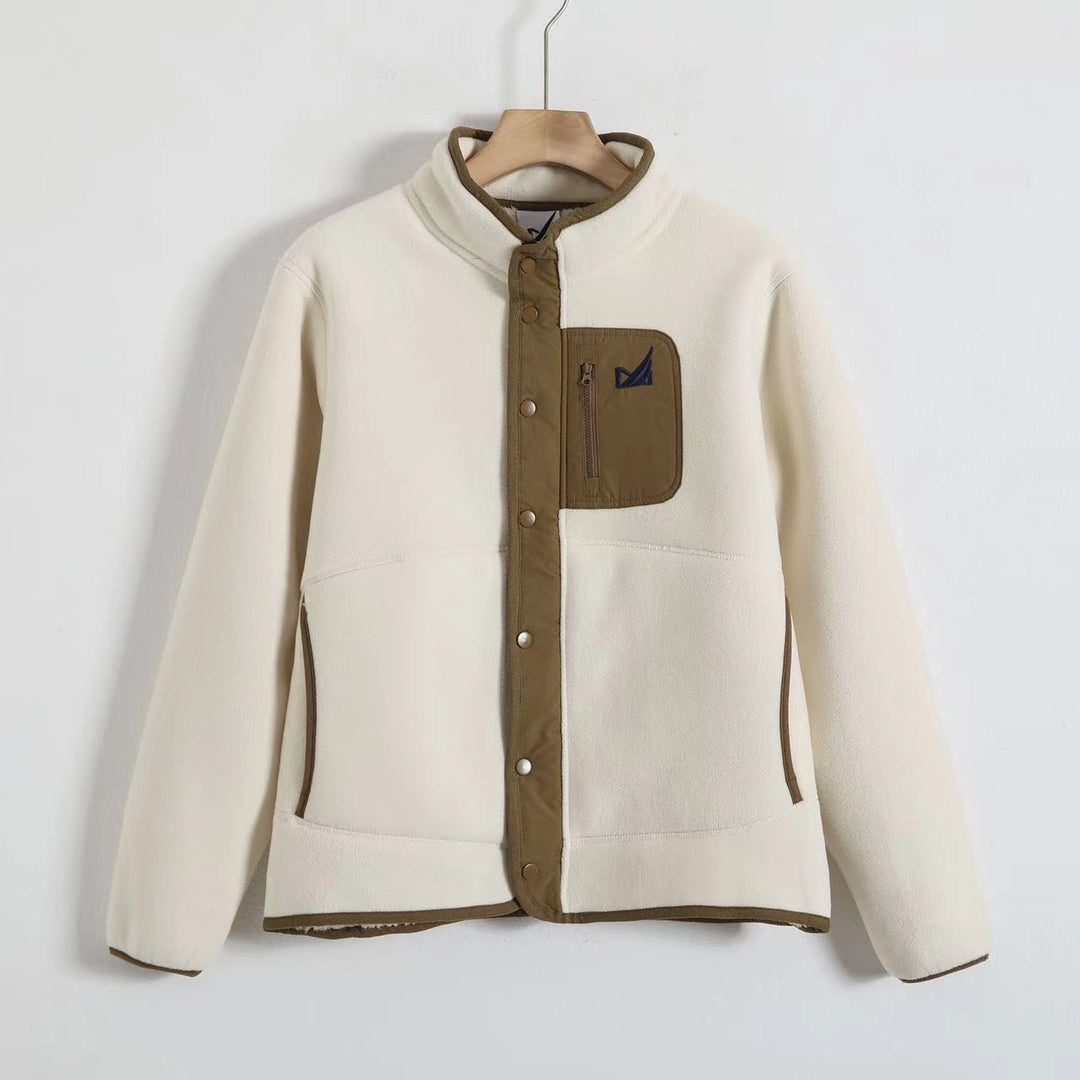 Unisex Teddyfleece-Jacke mit Stehkragen