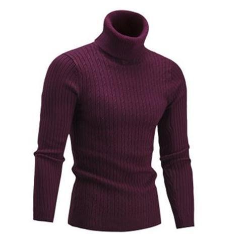 Herren-Strickpullover mit Rollkragen und Zopfmuster
