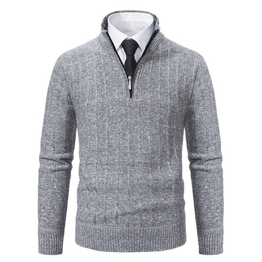 Herren-Strickpullover mit Reißverschluss und Futter