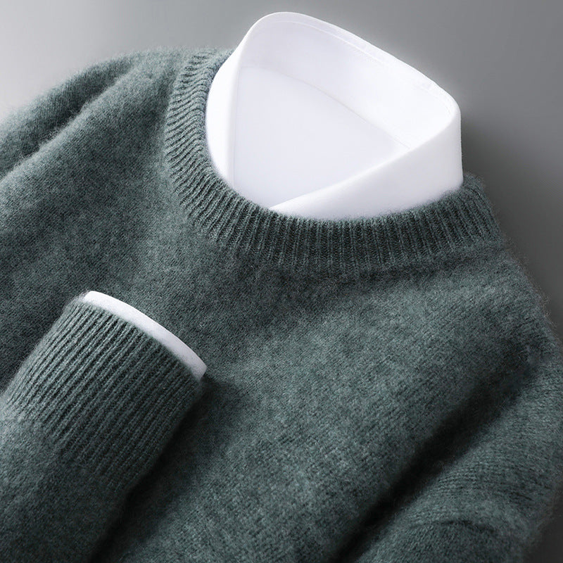 Herren-Pullover mit Stehkragen aus 100% Wolle