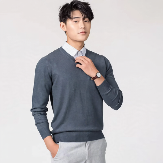 Herren-Strickpullover mit V-Ausschnitt