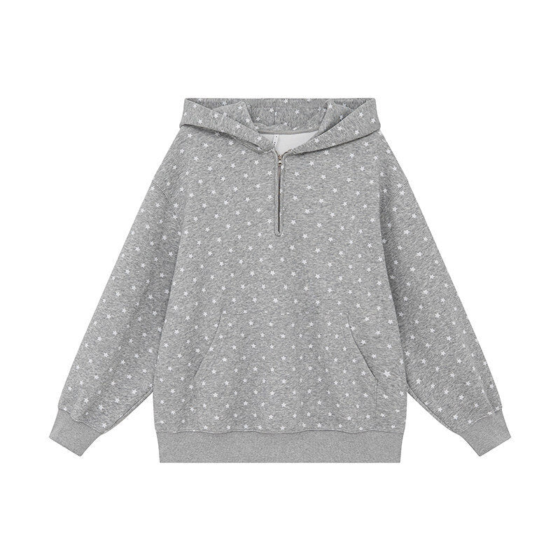 Kapuzenpullover mit Sternenmuster und Reißverschluss