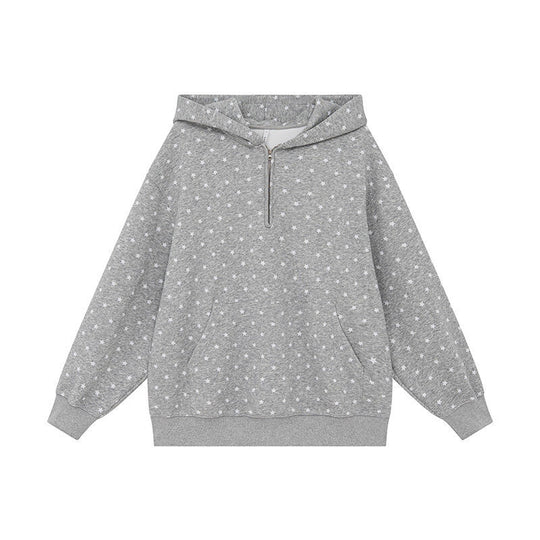Kapuzenpullover mit Sternenmuster und Reißverschluss