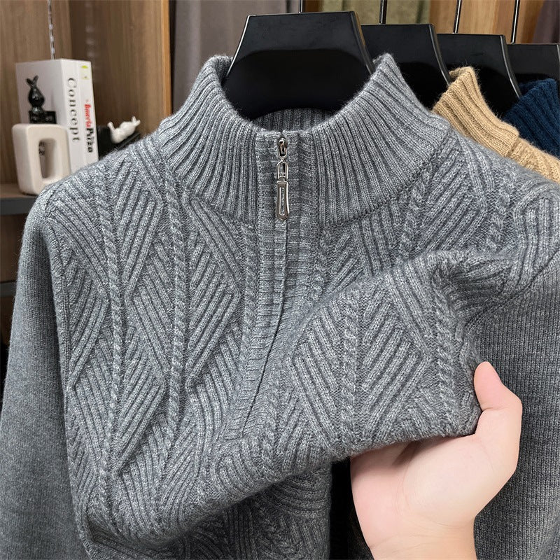 Wollpullover mit Reißverschluss, grob gestrickt