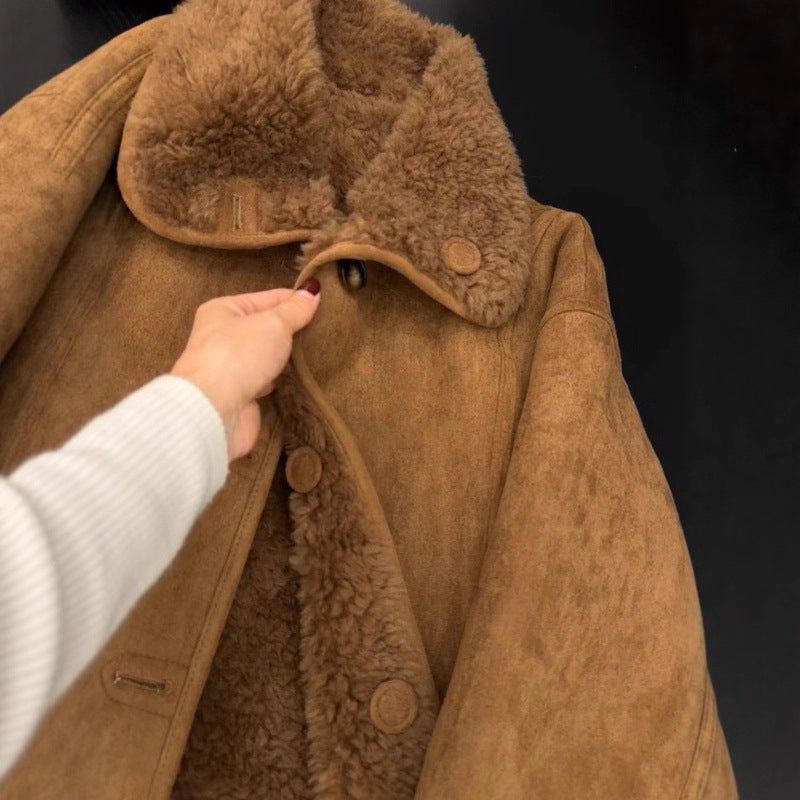 Wendejacke aus Wildlederimitat mit Lammfleece