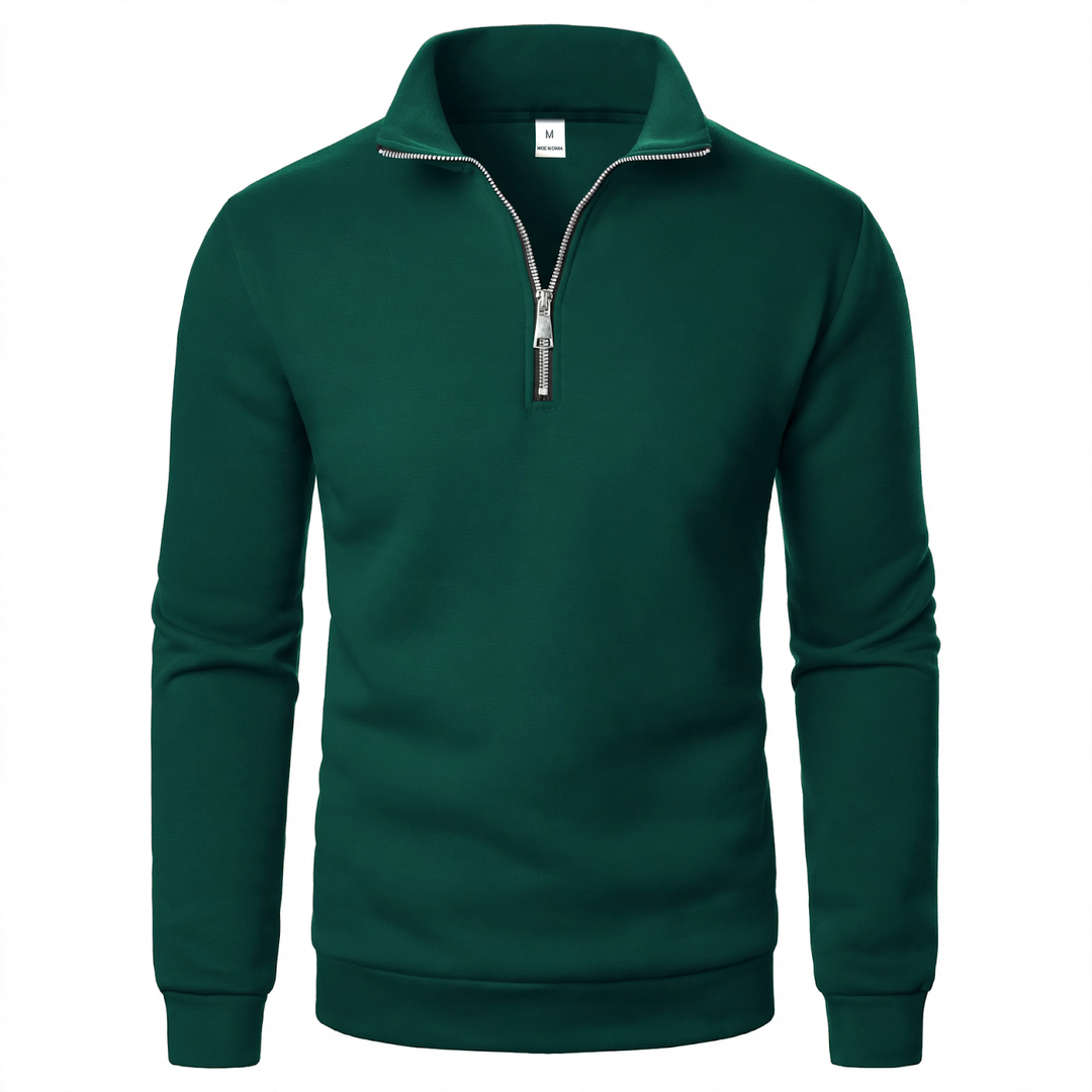 Gefüttertes Stehkragen-Sweatshirt mit Viertel-Reißverschluss