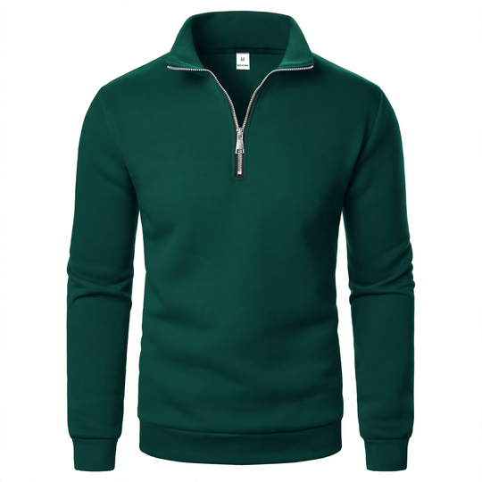 Gefüttertes Stehkragen-Sweatshirt mit Viertel-Reißverschluss