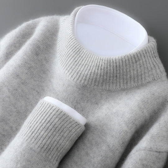 Herren-Wollpullover, Halbkragen, gestrickt, locker