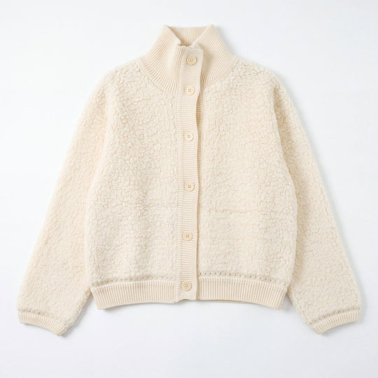 Damen-Strickjacke aus Wolle, hochgeschlossen
