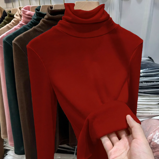 Damen-Langarmshirt mit Stehkragen, gefüttert