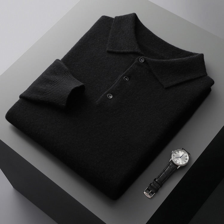 Herren Pullover, Polo-Kragen, Wolle-Kaschmir, Business