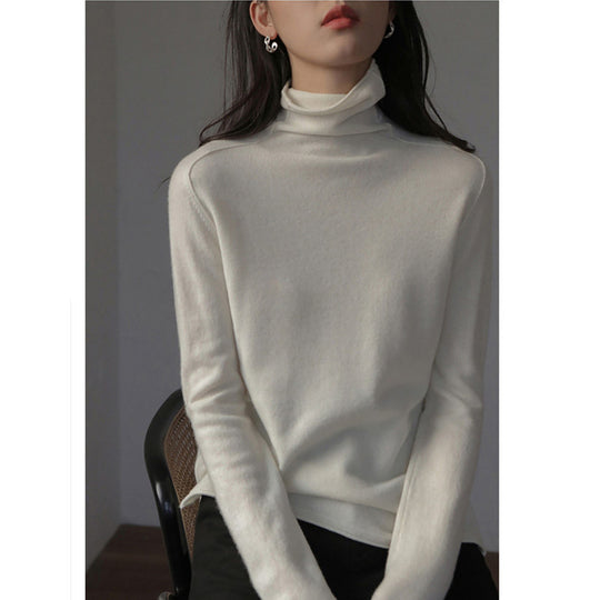 Damen-Wollpullover, Stehkragen, lockere Passform mit Schlitz