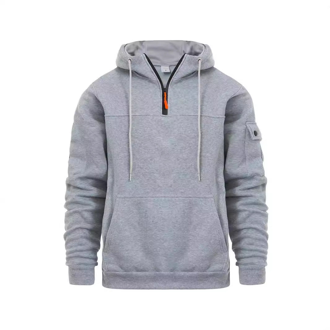 Lässiger Kapuzenpullover mit Halbreißverschluss