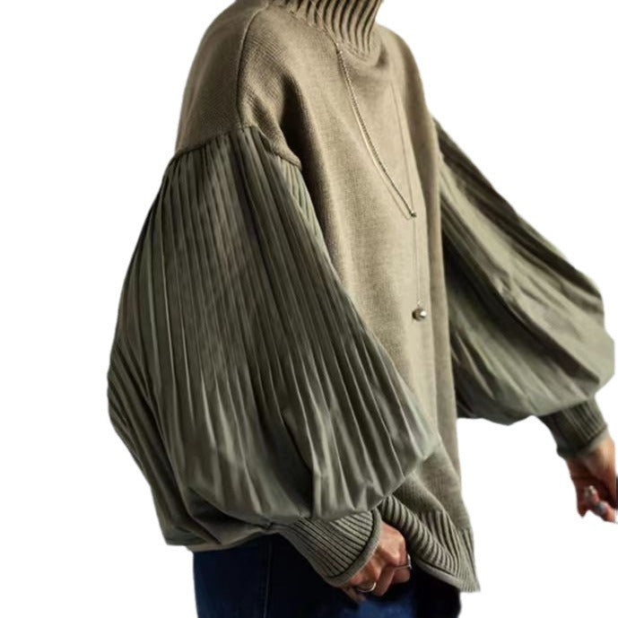 Lässiger Pullover mit Ballonärmeln und Falten-Details
