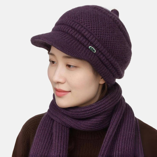 Damen-Set: Strickmütze und Schal für den Winter