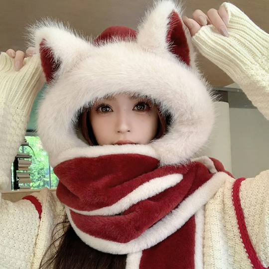 Plüsch-Set mit Ohrenschutz, Winter-Accessoire