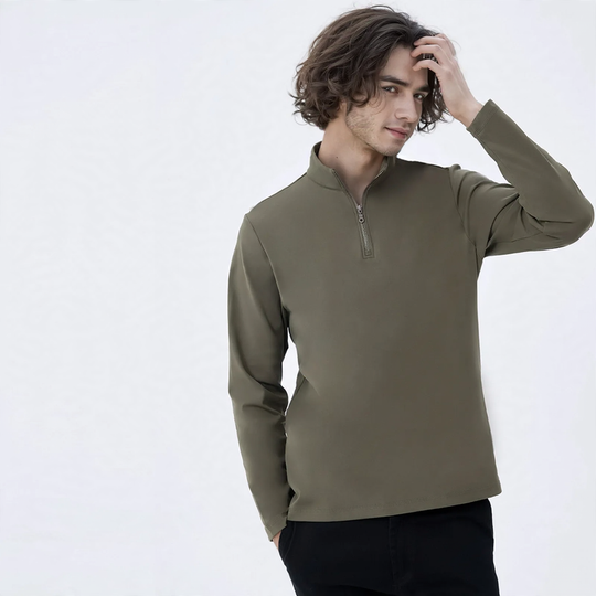 Elastisches Sport-Sweatshirt mit halbem Reißverschluss