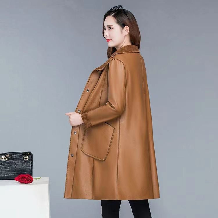 Damen-Mantel, Teddy-Fleece, mittellang, Winter