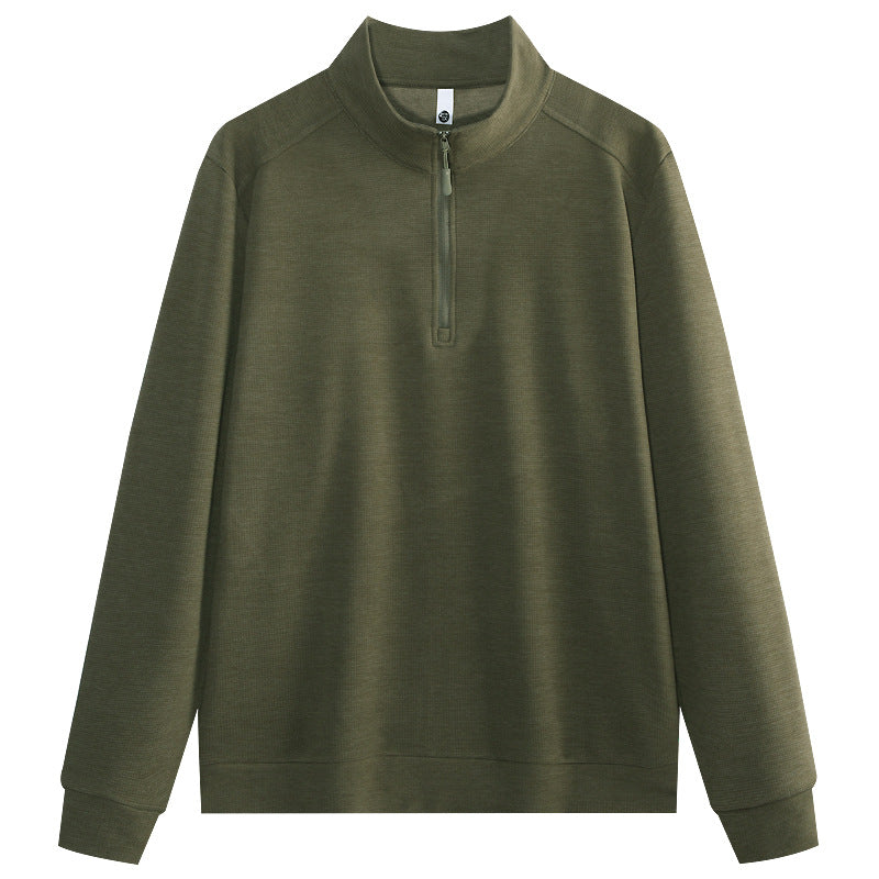 Business-Freizeit-Sweater mit Reißverschluss und Waffelstruktur