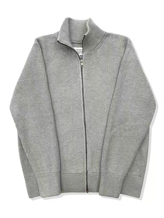 Herren-Strickjacke mit Stehkragen und Doppelreißverschluss