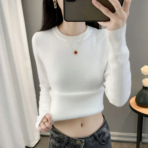 Gefütterter Damen-Strickpullover für den Winter