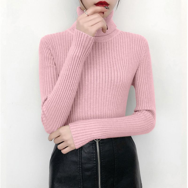 Damen-Strickpullover mit Rollkragen, körpernah