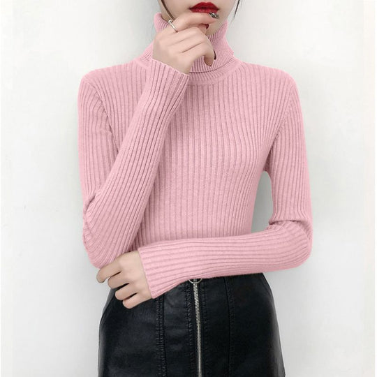 Damen-Strickpullover mit Rollkragen, körpernah
