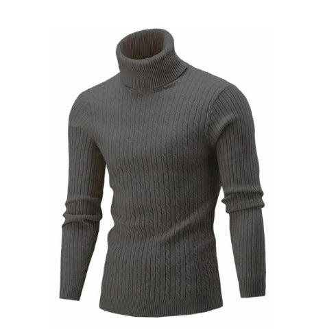 Herren-Strickpullover mit Rollkragen und Zopfmuster
