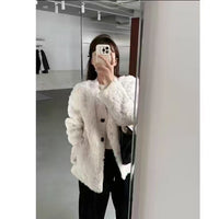 Beige Weiß 0160, Kaninchenfell-Fleece