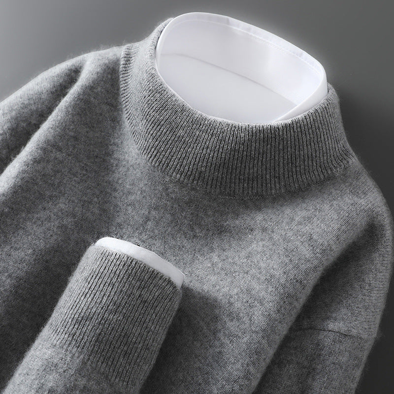 Herren-Wollpullover, Halbkragen, Strick, locker geschnitten