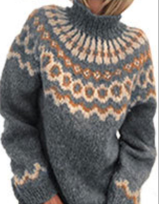 Lockerer Strickpullover aus Mohair-Mix mit Jacquard-Muster