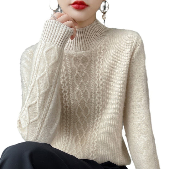 Damen-Strickpullover, Rundhalsausschnitt, wärmend