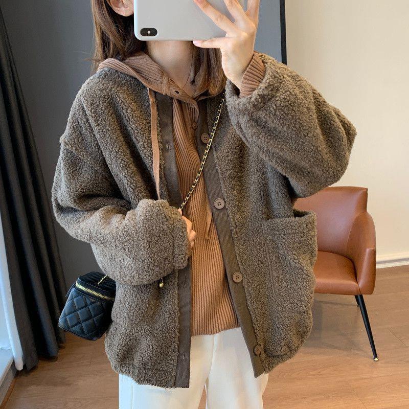 Warme Teddyfleece-Jacke im Baseball-Stil