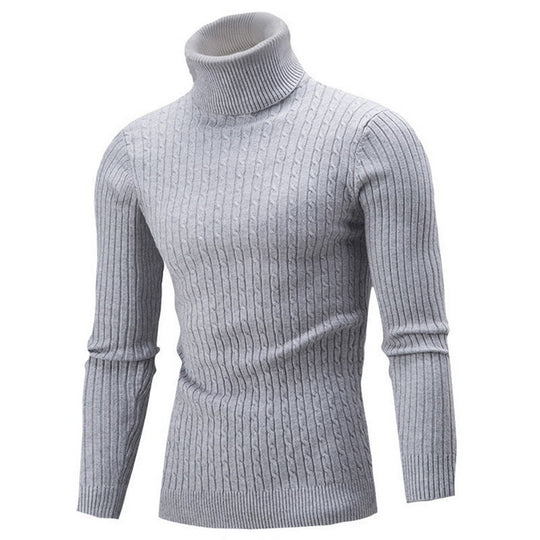 Herren-Strickpullover mit Rollkragen und Zopfmuster
