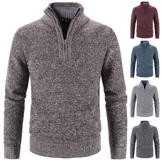 Herren-Strickpullover mit Stehkragen und Reißverschluss