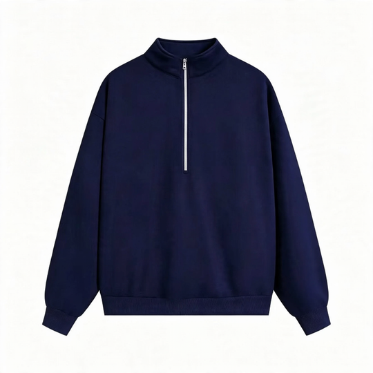 Unisex-Pullover mit Reißverschluss und Buchstaben-Print