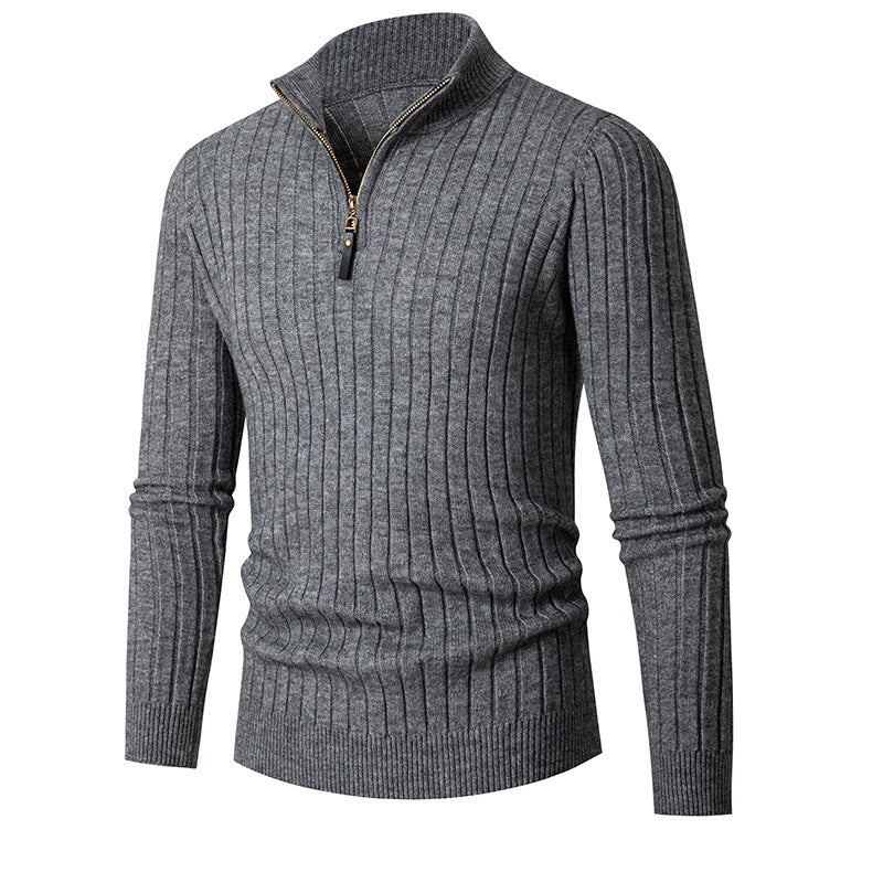 Herren-Strickpullover mit Reißverschluss und Halbrollkragen