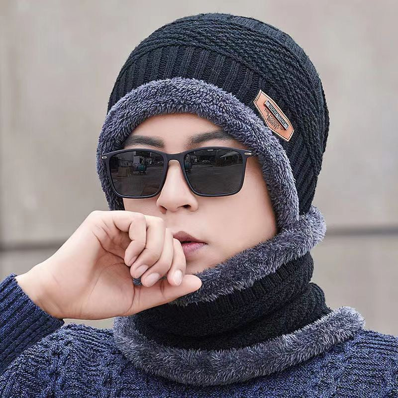 Gefüttertes Strickmützen- und Schal-Set, Winter