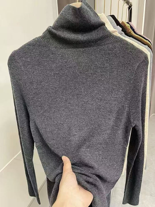 Damen-Kaschmir-Wollpullover, dünn, Stehkragen